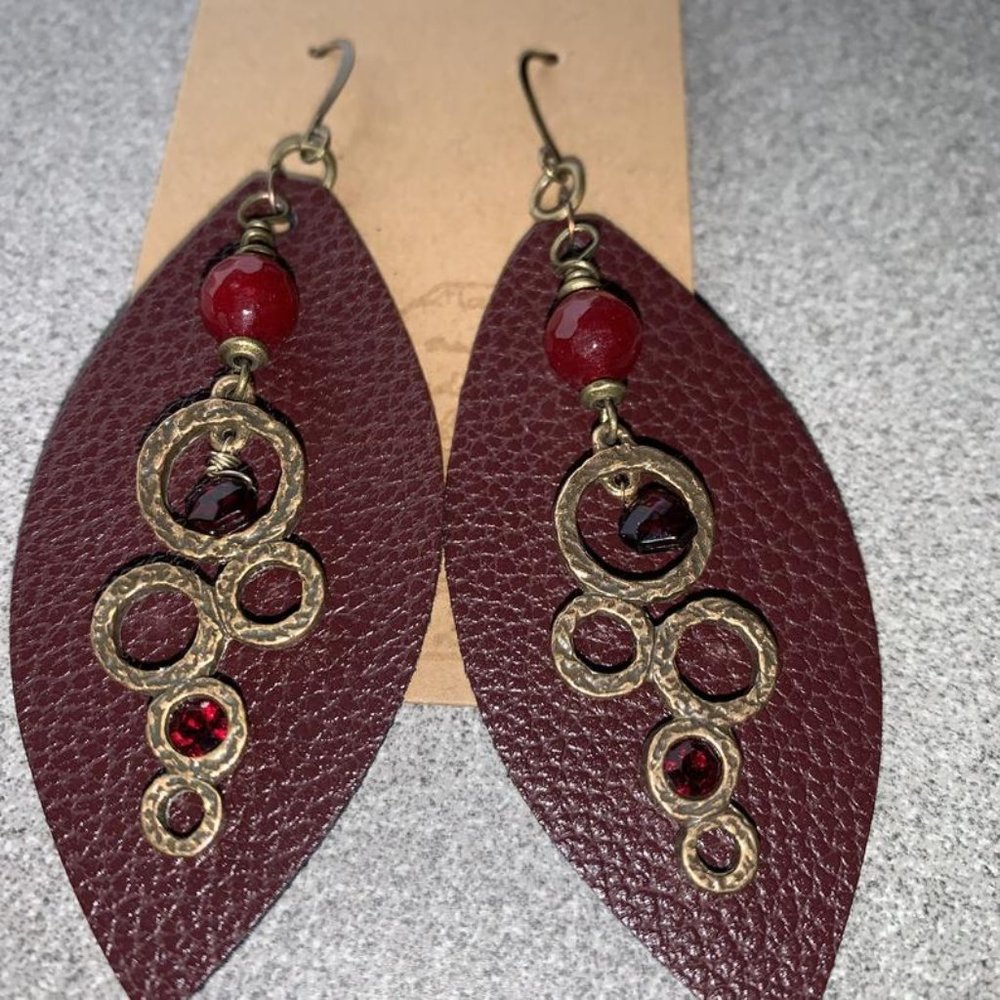 3 for $50 - "Poisoned Apple" leather earrings
